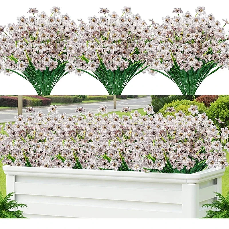 Qfdian 60 Bundles Artificial Flowers for Outdoor No Fade Fake Plastic Outside Flowers Faux Plants for Decoration Hanging Planters