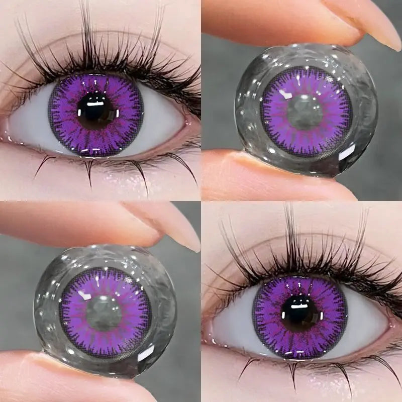 Qfdian 2Pieces Color Contact Lenses Bueatiful Pupil Cosmetic Circle Lens Yearly Cosplay Colour Contacts