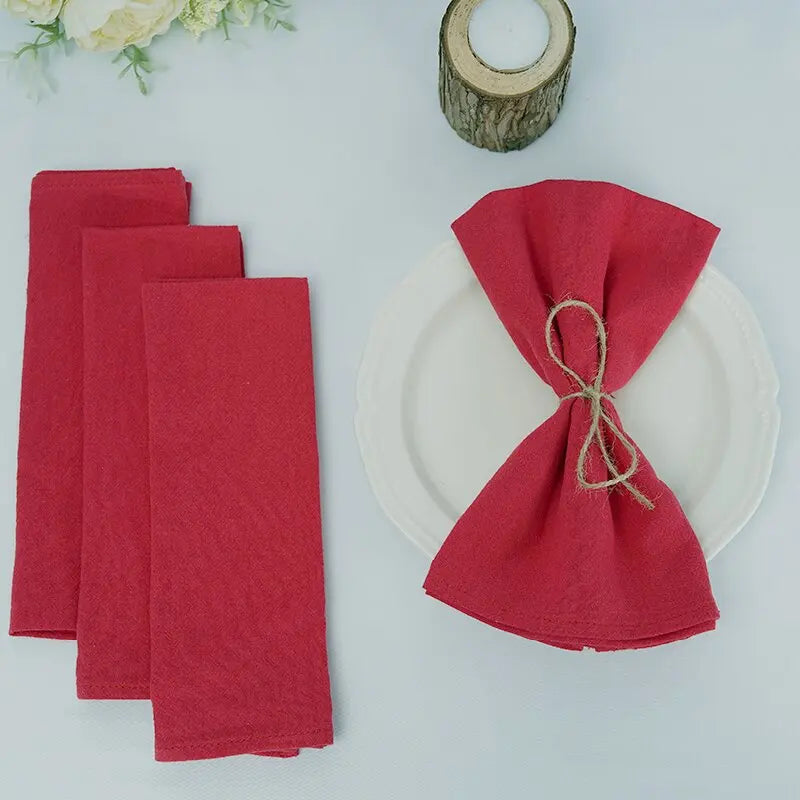 Qfdian 10PC Cloth Napkins Dark Green 30X45cm Thanksgiving Cotton Dinner Napkin for Wedding Party Baby Shower Christmas Table Decoration