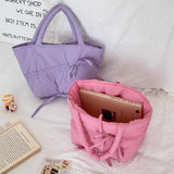 Qfdian Casual Simple Pleated Bow Solid Women's Handbags All Match Shopping Top-Handle Bags Fashion Y2k Aesthetic Trendy Clutches Female