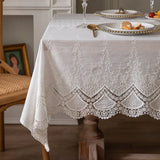 Qfdian Lace Tablecloth Embroidered TableCover Square Classic Dustproof Table Protector for Kitchen Dining Room Party Wedding Decoration