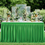 Qfdian White Table Skirts Rectangle Polyester Ruffle Tablecloth for Wedding Birthday Party Baby Bridal Shower Banquet Table Decorations