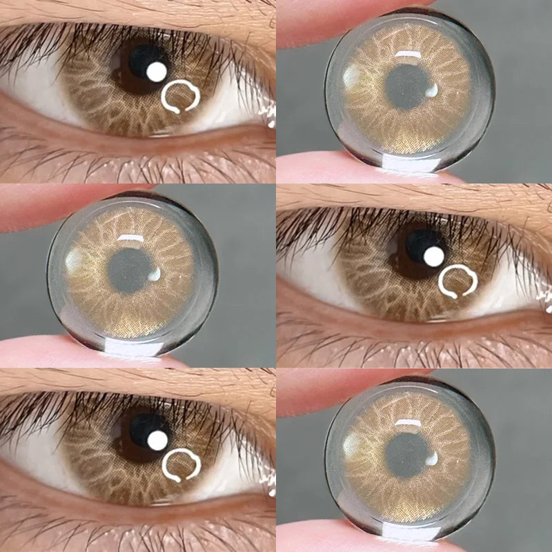 Qfdian 1pair Gray Color Contact Lenses Softlens for Eyes Lenses Cosmetic Eyecontacts Yearly Use