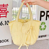 Qfdian Casual Simple Pleated Bow Solid Women's Handbags All Match Shopping Top-Handle Bags Fashion Y2k Aesthetic Trendy Clutches Female