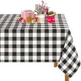 Qfdian Checkered Christmas Tablecloth Oblong Red Retro Plaid Table Cloth Stain Resistance Winter Xmas Holiday Party Kitchen Table Cover