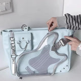 Qfdian All Match Y2k Zipper Pockets Ita Bag Japanese Transparent Vintage Chain Shoulder Underarm Handbags Trendy Women Casual Tote Bags
