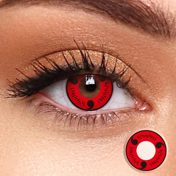 Qfdian 2Pcs/Pair Contacts Annually Red Color Contact Lenses Cosplay Halloween Eye Lenses