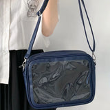 Qfdian Japanese Preppy All Match Shoulder Bag Girls Transparent Patchwork Handbags Women Y2k Aesthetic Simple Cute Crossbody Ita Bags