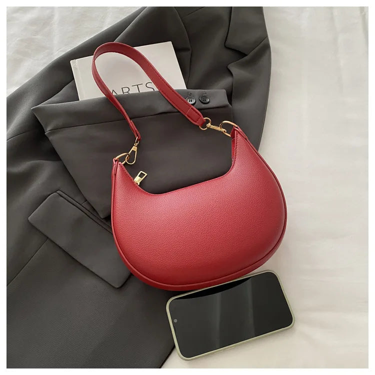 Qfdian New Fashion Underarm Bags High-end Moon-shaped Baseball Bag Showing Luxury Women's Single Shoulder Bag and Handbags