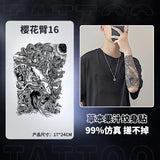 Qfdian Japanese Traditional Half Arm Herbal Juice Temporary Tattoo Stickers Sakura Leaf Lasting Art Fake Tattoo Men Women Faux Tatouage