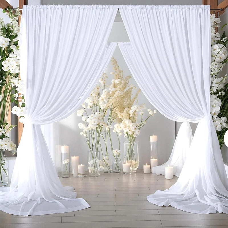 Qfdian White Backdrop Curtain Wedding Wrinkle Free Drapes for Baby Shower Bridal Birthday Party Photo Photography Background Decoration