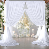 Qfdian White Backdrop Curtain Wedding Wrinkle Free Drapes for Baby Shower Bridal Birthday Party Photo Photography Background Decoration