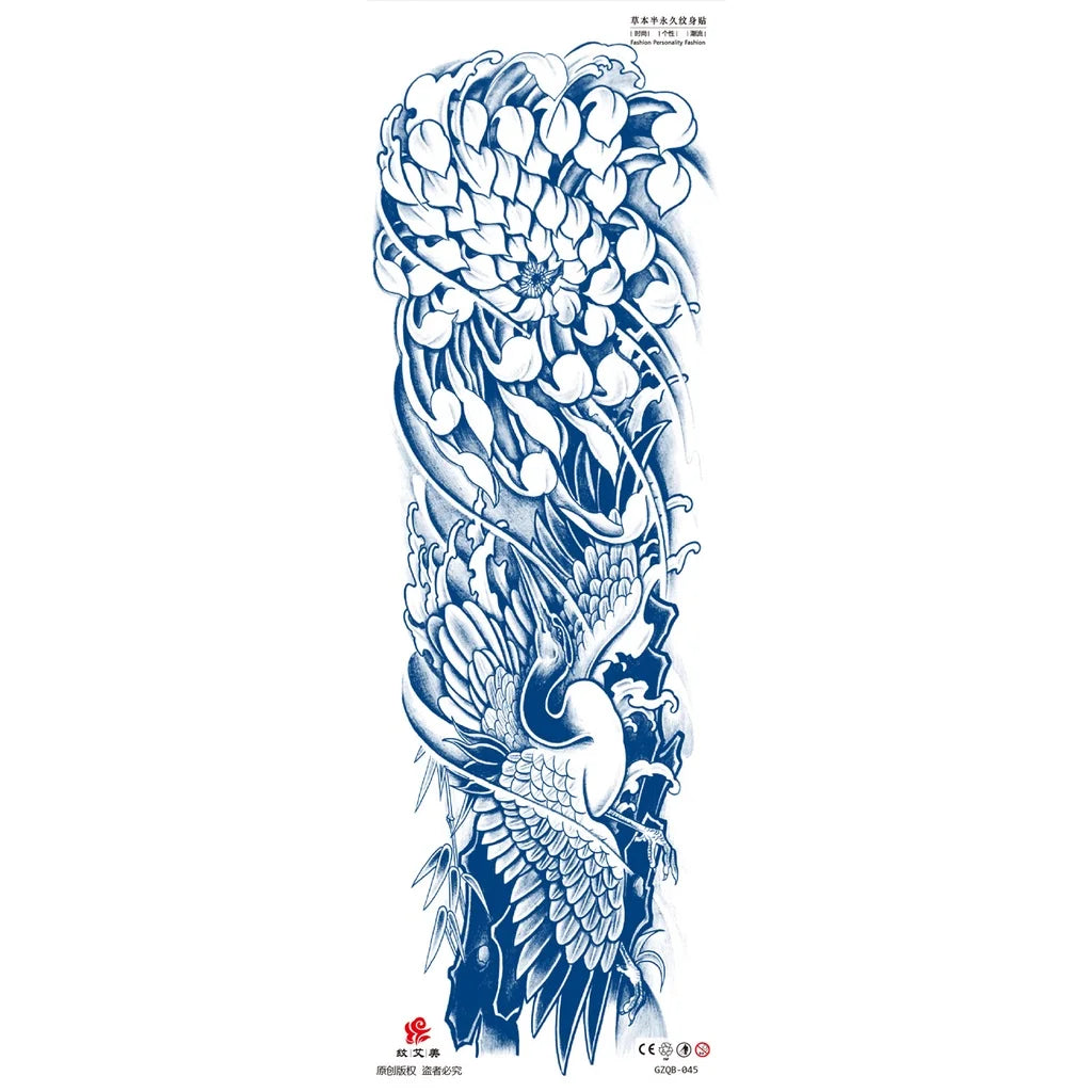Qfdian Full Leg Arm Temporary Herbal Juice Ink Tattoo Stickers Lasting  15 Days Waterproof Tattoo  Animal  Tattoo Stickers for Men Boys