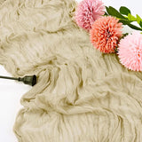 Qfdian 3pcs White Cheesecloth Table Runner Boho Gauze Cheese Cloth for Wedding Bridal Baby Shower Birthday Party Cake Table Decorations