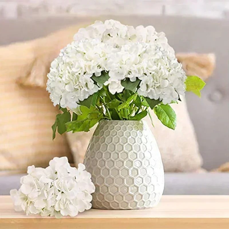 Qfdian 50 PCS Artificial Hydrangea Flowers Silk Hydrangea Heads for Wedding