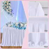 Qfdian White Table Skirts Rectangle Polyester Ruffle Tablecloth for Wedding Birthday Party Baby Bridal Shower Banquet Table Decorations