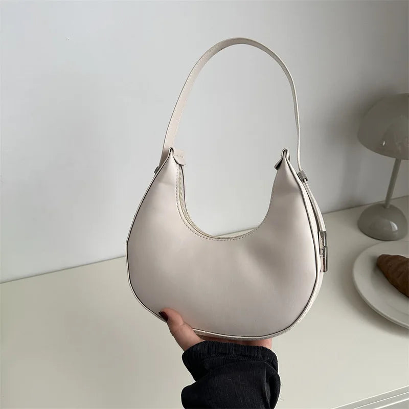 Qfdian Fashion Luxury Women Underarm Bag PU Leather Hobo Shoulder Bag For Women Small Clutch Handbag Purse Ladies Travel Tote Bags