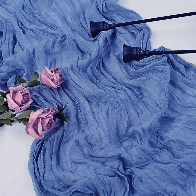 Qfdian Beige Table Runner Gauze Cheesecloth Rustic Sheer Boho Wedding Decoration Tablecloth Baby Shower Christmas Birthday Party Decors