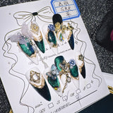 Qfdian 10Pcs High Quality Handmade Press on Nails Nail art Cancer Super Sparkling Dark Style Spicy Girl