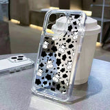 Qfdian Phone Case For iPhone 15 13 14 Pro Max 11 12 Pro Mini 7 8 Plus XR X XS Max SE 2022 Black Cow Print Clear TPU Shockproof Cover