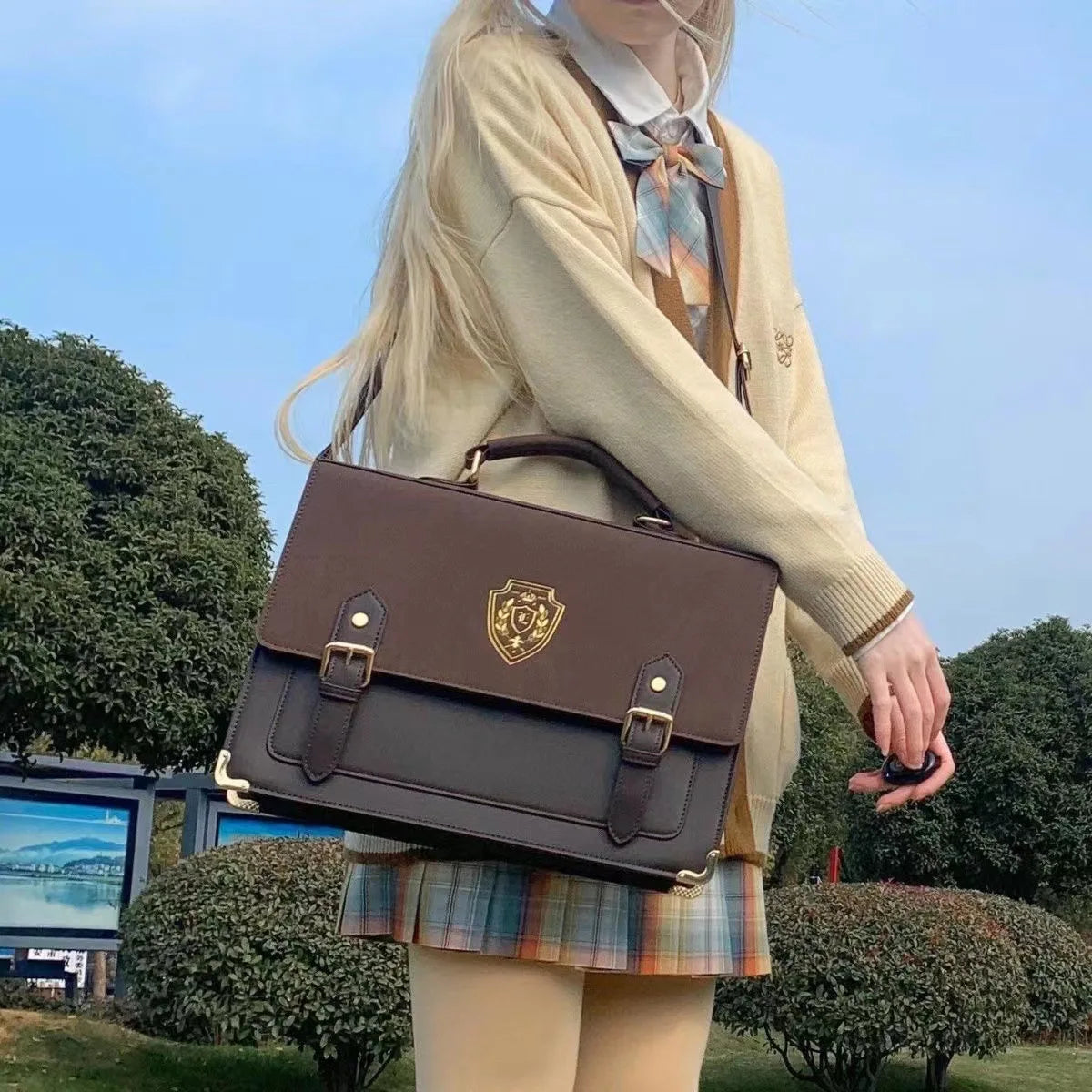 Qfdian Preppy JK Y2k Aesthetic Fashion Casual Women Handbags All Match Girls School Backpacks Korean Simple Shoulder Crossbody Bags