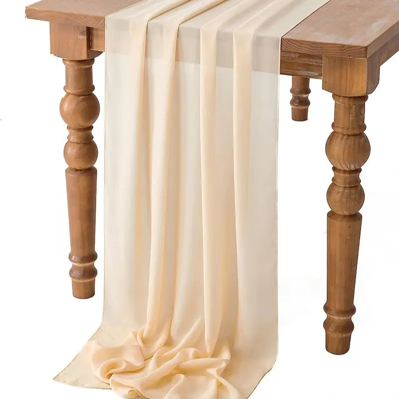 Qfdian Sage Green Chiffon Table Runner Gauze Rustic Sheer Table Decor for Romantic Bridal Baby Shower Birthday Party Wedding Decoration