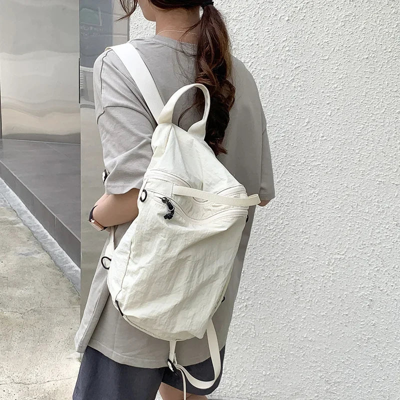 Qfdian Women's Waterproof Nylon Backpack Lightweight Travel Leisure Fashion Large Capacity Sport Gym Bag With Zipper