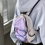 Qfdian Patchwork Contrast Color Fashion Backpacks Trendy All Match Travel Casual Backpack 2025 New Women Sweet Y2k Aesthetic Schoolbags