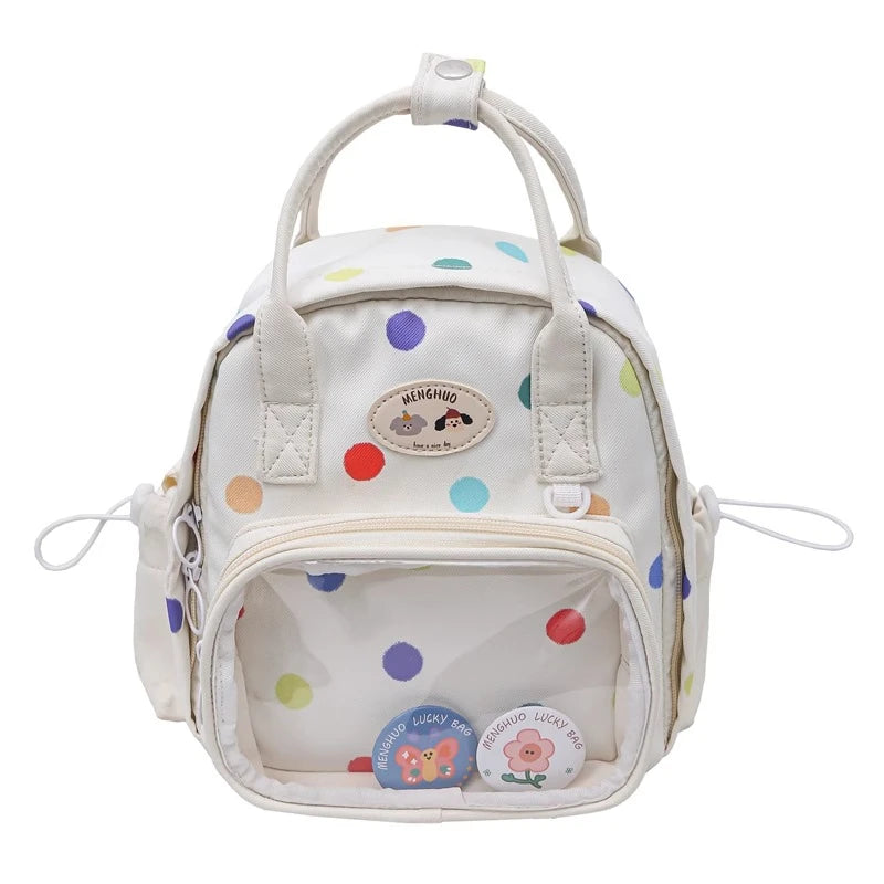 Qfdian Transparent Fashion Preppy Mini Backpacks Sweet Kawaii Star Print Ita Bags Y2k Aesthetic Students Casual Travel Schoolbags Women