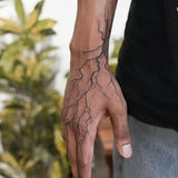 Qfdian New Lightning Hand Back Herbal Juice Tattoo Stickers Waterproof Semi-Permanent Fake Tattoo Arms Legs Lasting Men Women Tatuajes