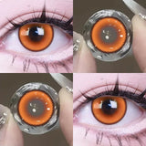 Qfdian Cosplay Myopia Color Contact Lenses Anime Orange Yellow Pupil 6months 1pair Halloween Cute Eye Lenses 14.2mm