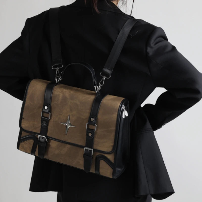 Qfdian 2025 New Trendy Fashion Students Schoolbags High-capacity Preppy Women Shoulder Handbags Vintage Y2k Aesthetic Star Backpacks