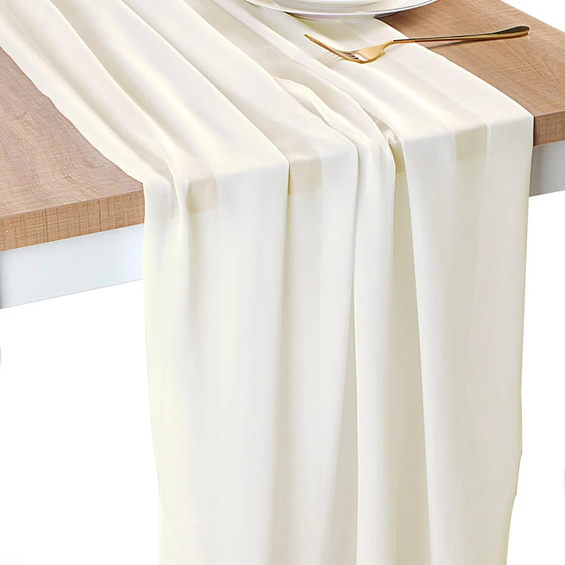 Qfdian Sage Green Chiffon Table Runner Gauze Rustic Sheer Table Decor for Romantic Bridal Baby Shower Birthday Party Wedding Decoration