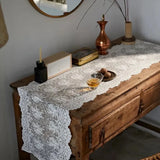 Qfdian White Lace Table Runner Floral Embroidered Tables Lace Doilies Dressers End Tables for Wedding Decorations Tea Party Baby Shower