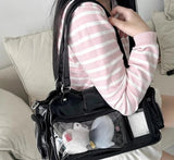 Qfdian Casual All Match Transparent Ita Bags Korean Vintage Simple Women's Handbags Y2k Aesthetic Fashion Trendy Shoulder Underarm Bag