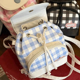 Qfdian Y2k Aesthetic Mini All Match Backpacks Contrast Color Plaid Fashion Casual Preppy Schoolbags Japanese Kawaii Chic Bags for Women