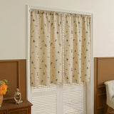 Qfdian 1 Panel Floral Embroidered Curtains Linen Textured for Kitchen Living Room Bedrooms Bathroom Farmhouse Pattern Rod Pocket Drapes