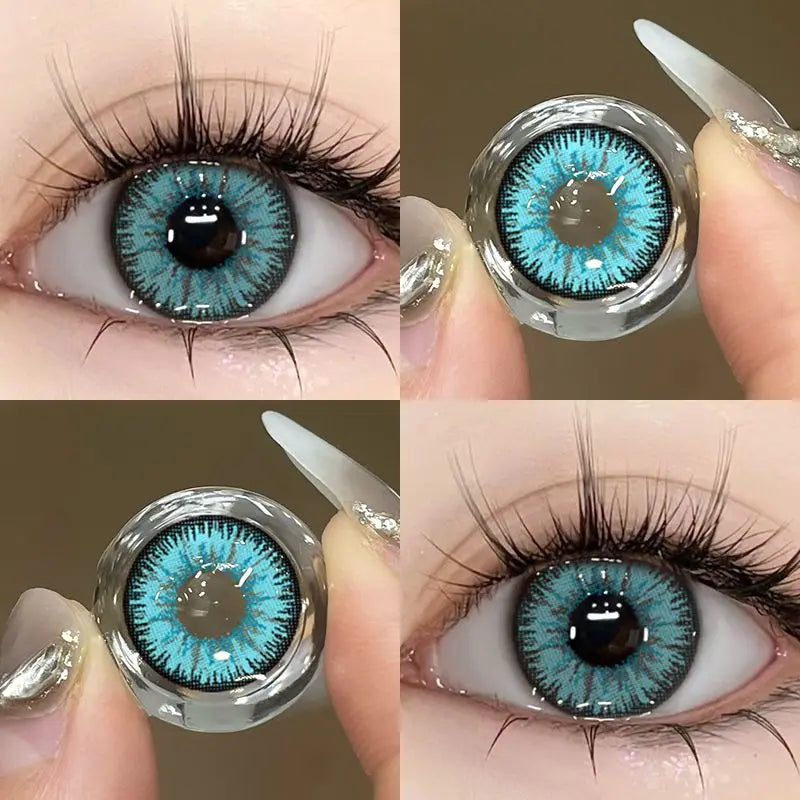 Qfdian 2Pieces Color Contact Lenses Bueatiful Pupil Cosmetic Circle Lens Yearly Cosplay Colour Contacts