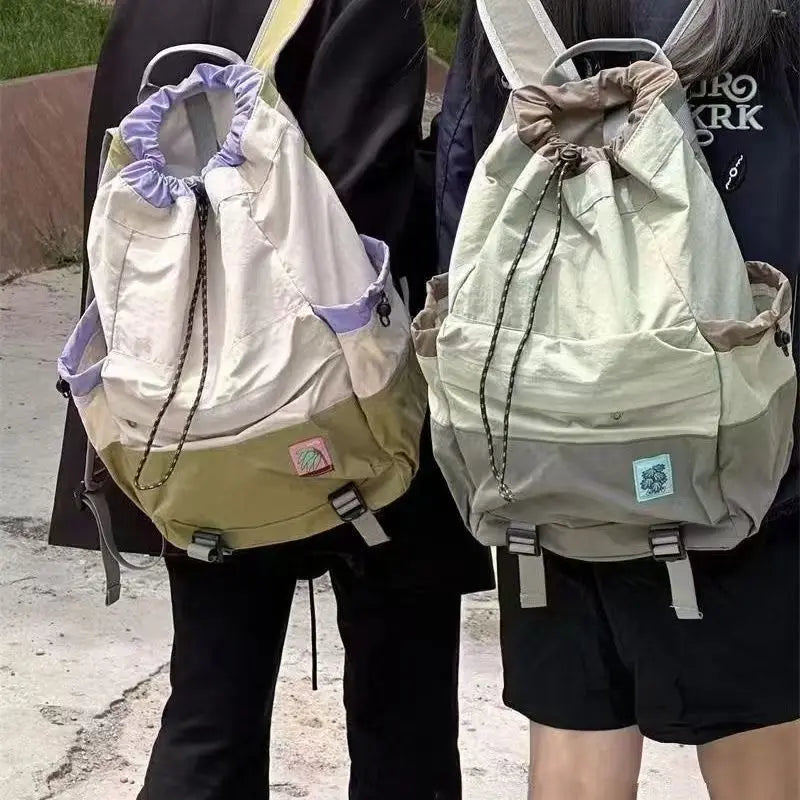 Qfdian New Spring and Autumn Collection Lightweight Backpack with Drawstring Drawstring Bag Outdoor Sports Mountaineering Large Capacit