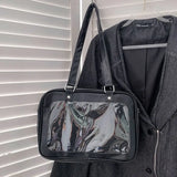 Qfdian Japanese Preppy All Match Shoulder Bag Girls Transparent Patchwork Handbags Women Y2k Aesthetic Simple Cute Crossbody Ita Bags