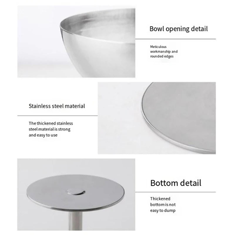 Qfdian 2025 New Stainless Steel Goblet Cup Ice Cream Dessert Salad Bowl Fruit Plate Snack Dish KTV Bar Supplies