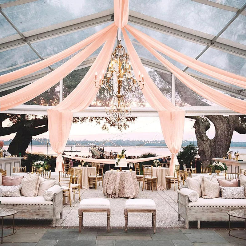 Qfdian Wedding Drapes Ceiling Decoration Chiffon Sheer Curtain for Weddings Reception Birthday Party Arch Drapery Tent Bedroom Backdrop