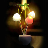 Qfdian Novelty Mushroom Fungus Night Light EU & US Plug Light Sensor 220V 3 LED Colorful Mushroom Lamp Led Night Lights