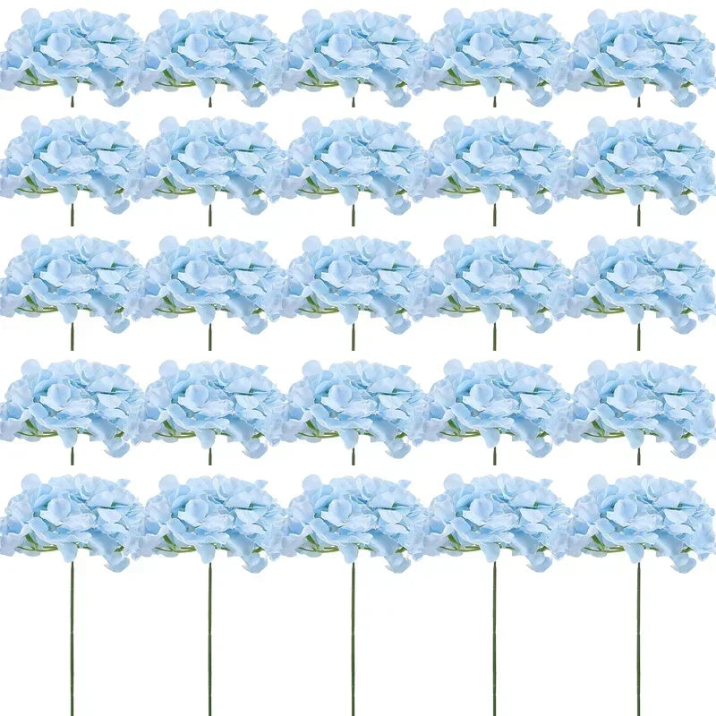 Qfdian 25PCS Hydrangea Artificial Flowers  Silk Hydrangea Heads Flowers for DIY Wedding Centerpiece Home Party Decoration