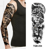 Qfdian Waterproof Full Arm Temporary Tattoo Sticker Tiger Lion Wolf Eye For Man Women Body Art Sleeve Flash Fake Shoulder Tatoo
