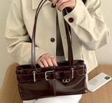 Qfdian Fashion Trendy Office Lady Elegant Shoulder Bags Sweet Y2k Aesthetic Chic Women's Handbags All Match Vintage Fairy Underarm Bag