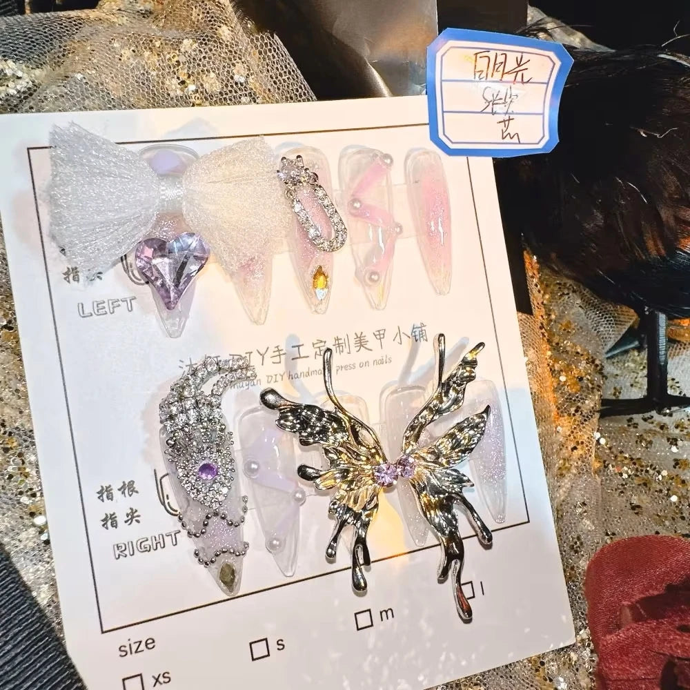 Qfdian 10Pcs High Quality Handmade Press on Nails New Chinese Style Ancient Style  Chinese Style Pure Hand-painted High-end Feeling