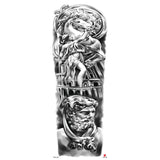 Qfdian Full Arm Tattoo Waterproof Temporary StickerCool Skull Fish Dragon Lion Clock Men Women Art Fake Sticker Glitter Style