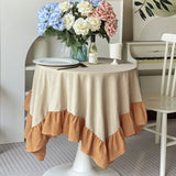 Qfdian White Round Table Cloths Retro Farmhouse Washable Fabric Table Covers for Restaurant Kitchen Wedding Party Christmas Decorations