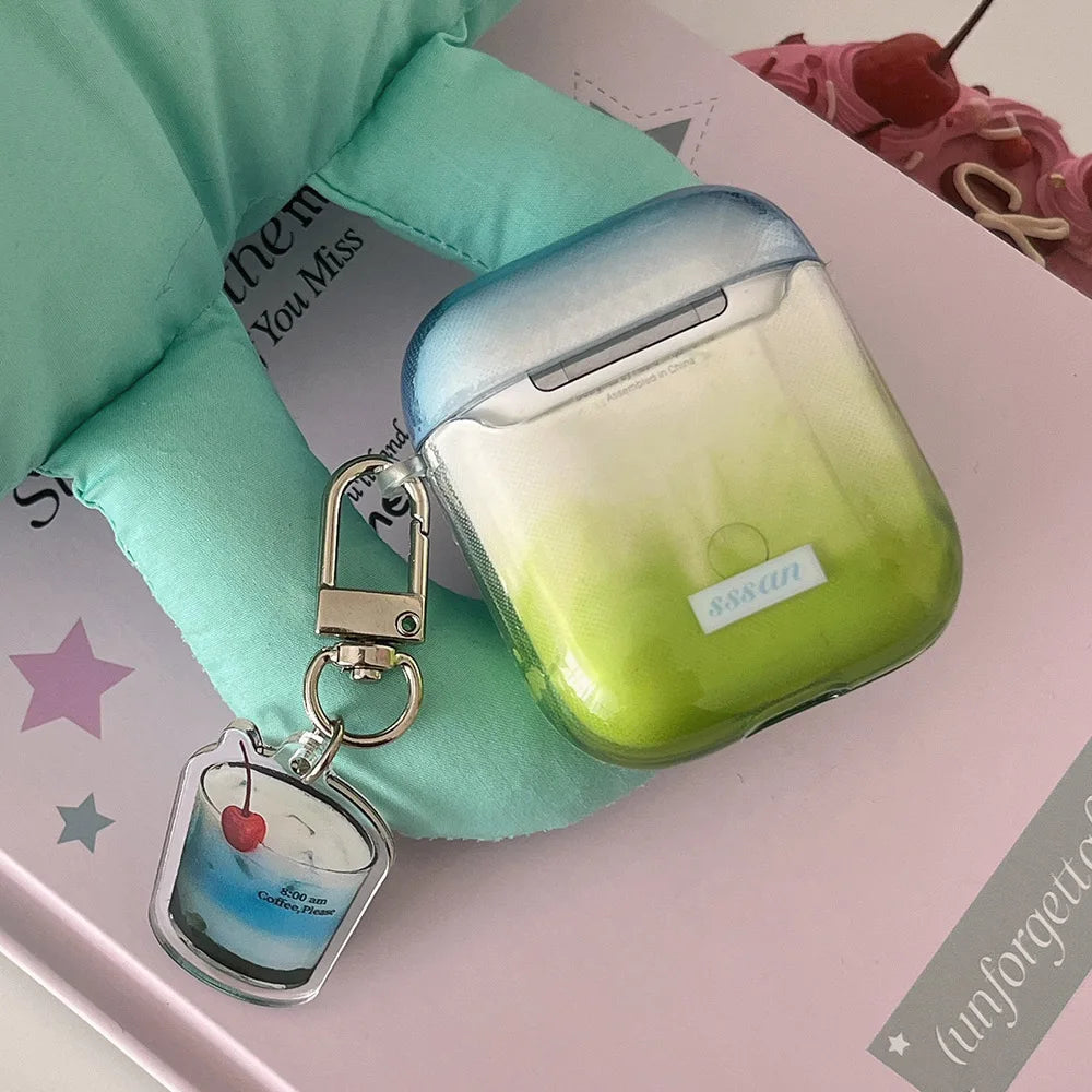 Qfdian Simple Transparent Gradient Smudging TPU Case For Apple Airpods 2 3 Earphone Coque Soft Silicone Funda For Airpods Pro 2nd Cover